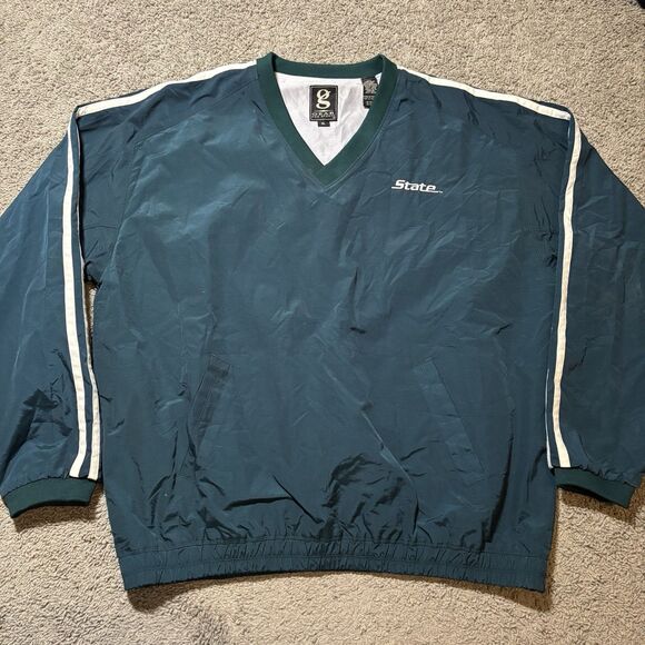 Vintage Michigan State Spartans Windbreaker Pullover Men’s XL Green Embroidered - Picture 1 of 7